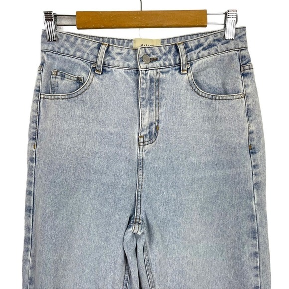 Maison Marguerite Light Wash High Rise Waist Rigid Denim Wide Leg Jeans Size M - Picture 2 of 16